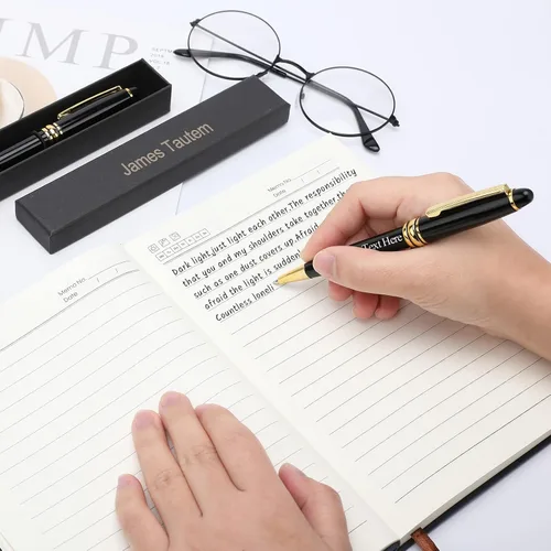 Miniatura 5 de Bolígrafo personalizado, bolígrafo personalizado con caja de regalo de lujo, 2 bolígrafos grabados con giro, bolígrafo grabado con tu nombre