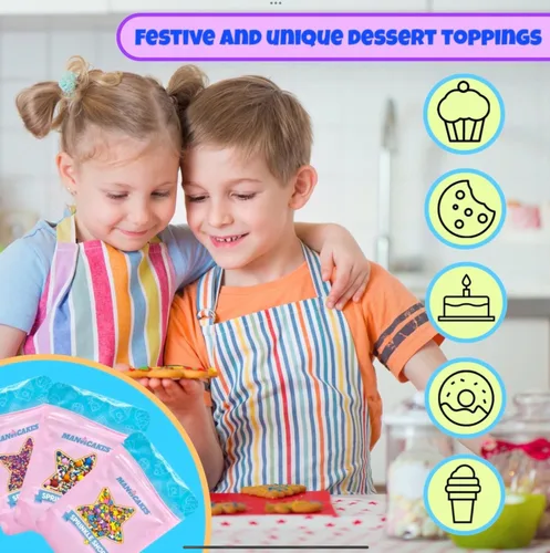 Miniatura 4 de Manvscakes Chispitas - Chispitas comestibles para pasteles y cupcakes con formas y tamaños variados para fiestas, mezcla de chispitas metálicas