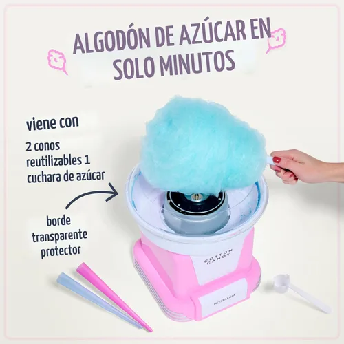 Miniatura 3 de Nostalgia - Máquina de algodón de azúcar retro para niños con 2 conos reutilizables, 1 cuchara para azúcar y 1 cabeza extractora – Rosa Rosa Retro