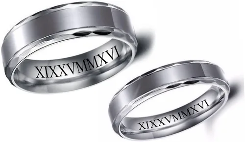 Miniatura 2 de Anillo de pareja de dos tonos de acero inoxidable personalizado grabado gratis - Ships from USA