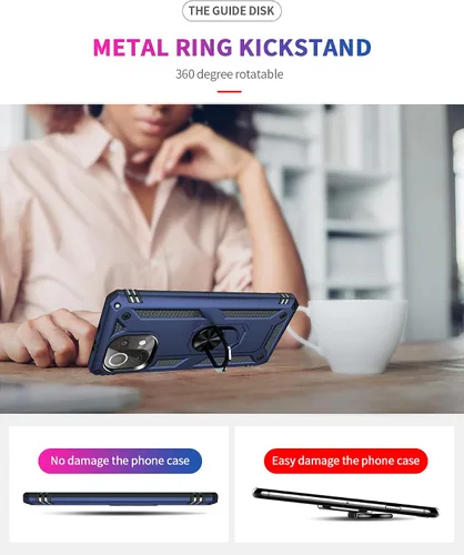 Miniatura 7 de Funda para Xiaomi Mi 11 lite 5G con protector de pantalla, híbrida resistente a prueba de golpes, armadura militar, defensor, cubierta trasera Azul