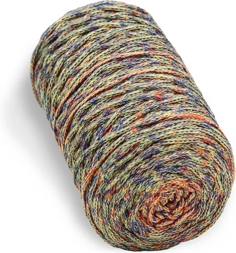 Miniatura 25 de 200g de hilo de algodón hueco tejido a crochet, hilo redondo de tela para bolso de mano de bricolaje, canasta, cojín, bolsa de crochet (Azul Aqua)
