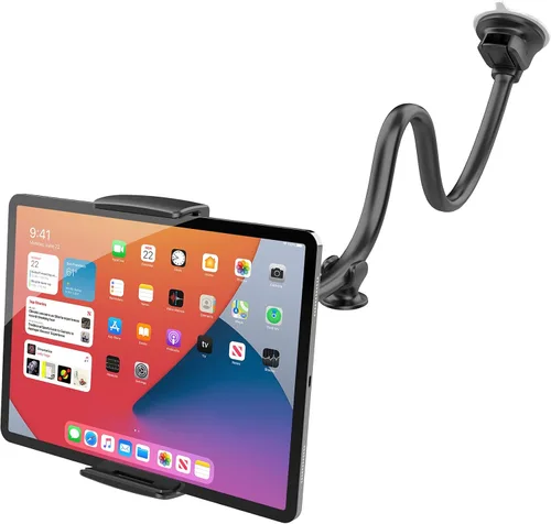 APPS2Car Soporte para Tablet en Coche para iPad Portátil para Camiones Montura de Brazo Largo Extensión Ventosa Fuerte Montura para Parabrisas