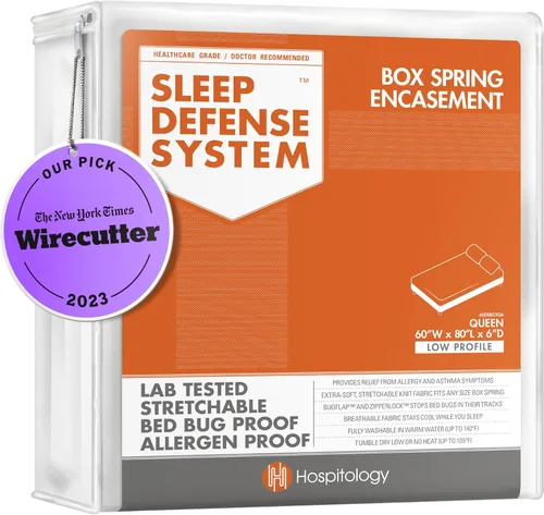 HOSPITOLOGY PRODUCTS Funda para Somier - Con Cremallera a Prueba de Chinches y Ácaros del Polvo Hipoalergénica - Sistema de Defensa del Sueño -