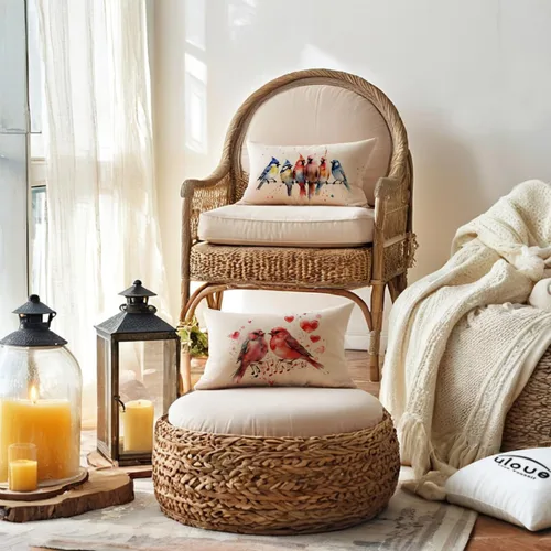 Miniatura 6 de ULOVE LOVE YOURSELF Fundas de almohada decorativas con diseño de pájaros en acuarela, bonitos pájaros, funda de cojín para descansar en alambre