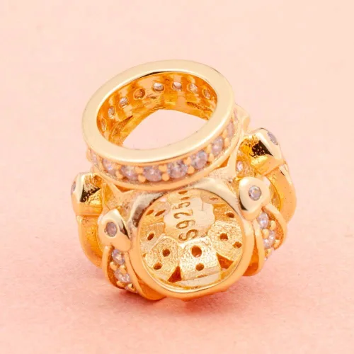 Miniatura 2 de Abalorio de cuentas de corona de oro de plata de ley 925 apto para pulseras y collares de bricolaje