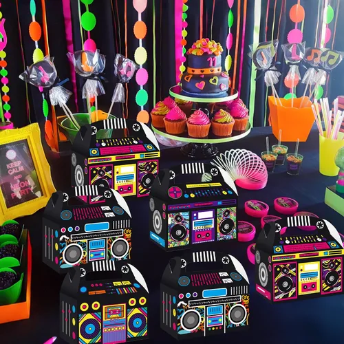 Miniatura 7 de umoni Suministros de fiesta de los años 80 y 90, cajas de recuerdo Boombox, decoraciones de fiesta de cumpleaños, 12 cajas de regalo de fiesta