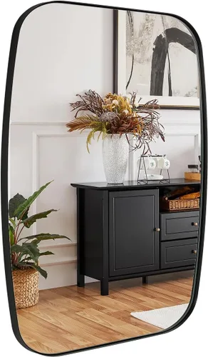 Miniatura 12 de ANDY STAR - Espejos ovalados negros para baño, espejo grande de 24x36 pulgadas con marco de metal negro mate oblongo para pared, espejo moderno