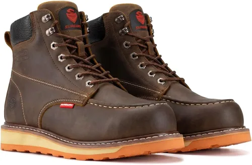 SUREWAY 6” Mens Heavy Duty Soft/Composite/Steel Toe Work Boots for Men,Comfortable & Durable,GoodyearWelt,Full Grain Leather,Oil/Slip
