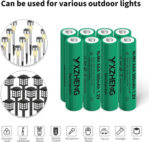 Miniatura 2 de Luces solares 8pcs AAA 300mAh NI-MH batería 1.2v recargable luces de jardín controladores (8xAAA)