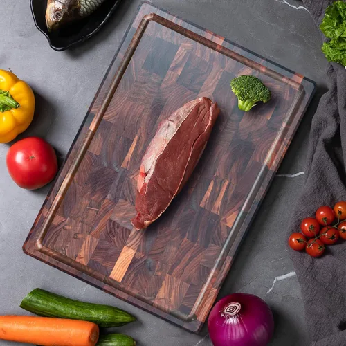 Miniatura 7 de COCOBOSS Tabla de cortar grande de nogal negro prémium para cocina con ranura para jugo, pies antideslizantes, (grande, 16.5 x 11.8 x 1 pulgadas)