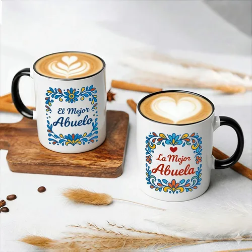 Miniatura 3 de Breezy Valley Regalos para abuelos españoles, tazas para la mejor abuela y abuelo, juego de tazas de café La Mejor Abuela y El Mejor Abuelo, Regalos