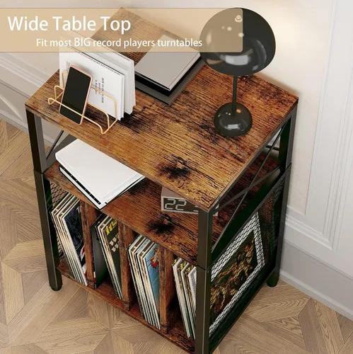 Miniatura 5 de Soporte para tocadiscos de 3 niveles, tocadiscos de almacenamiento de discos de vinilo para discos de vinilo, mesa de tocadiscos con capacidad