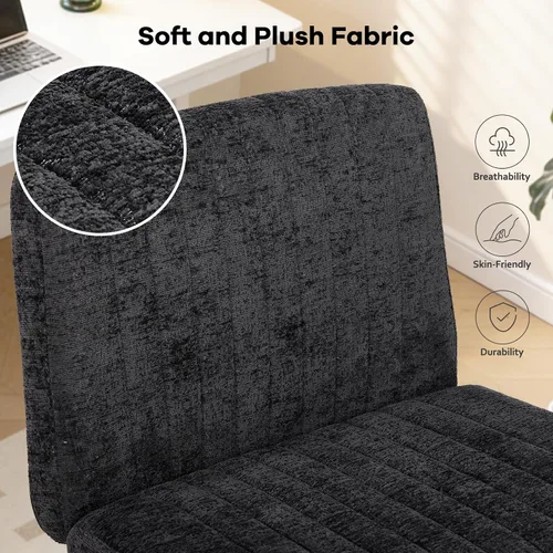 Miniatura 8 de Convertible Base Criss Cross Chair with Pocket Springs & Thicker and Wider Cushions, Armless Legged Office Chair Relieves Back Pain, Swivel Vanity