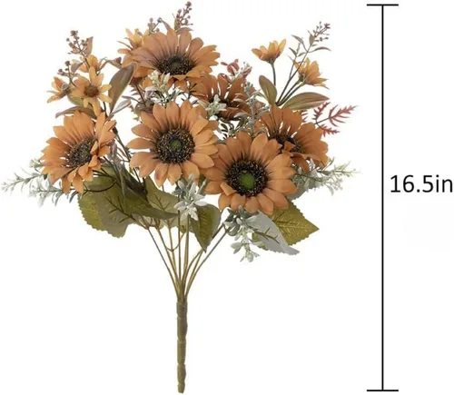 Miniatura 7 de Shapeazy Ramos de girasoles artificiales de seda de 16 pulgadas con tallos para decoración del hogar y bodas, fiestas (blanco)