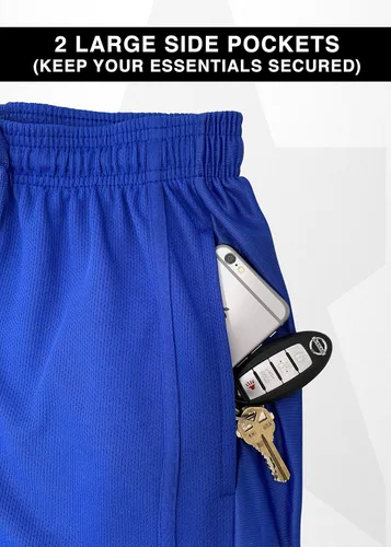 Miniatura 4 de Starting 5 Pantalones cortos de baloncesto para hombre con bolsillos, pantalones cortos de entrenamiento de gimnasio para hombre, paquete de 4