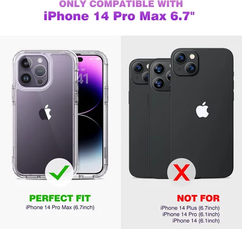 Miniatura 5 de Diaclara - Funda diseñada para iPhone 14 Pro Max de 6.7 pulgadas, resistente, cuerpo completo, con protector de pantalla sensible al tacto