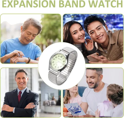 Miniatura 8 de Hemobllo Reloj casual digital luminoso para ancianos, banda elástica, regalo para pareja