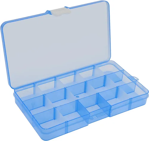 Miniatura 9 de 1 caja organizadora de plástico de 6.7 x 3.9 in con divisores ajustables, caja de almacenamiento de joyas para suministros de oficina, cuentas, Azul
