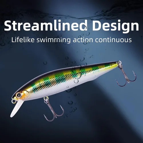 Miniatura 5 de Minnow Crankbait 2 Hook Jerkbaits Buceo Lento Bass Pesca Señuelo Duro Sets