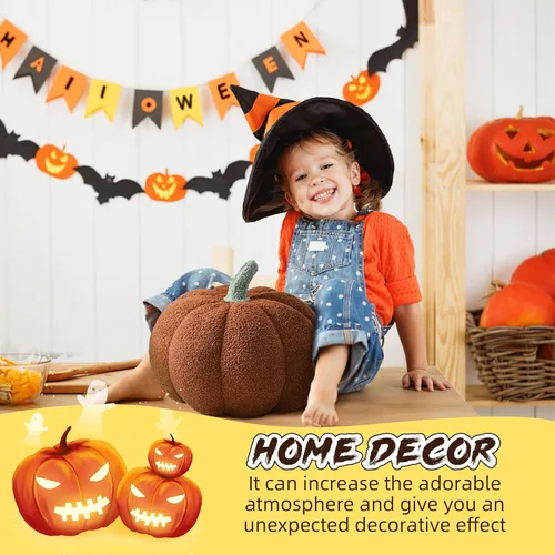 Miniatura 4 de Almohadas con forma de calabaza otoñal, suave almohada de calabaza de Halloween para decoración de fiesta, sofá, dormitorio, sala de juegos, Verde