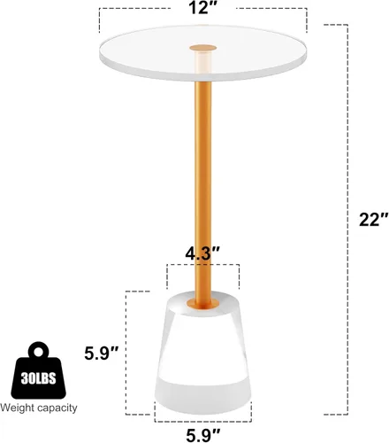 Miniatura 3 de Mesa auxiliar de acrílico transparente, mesa auxiliar gruesa con metal de latón cepillado, mesita de noche transparente, mesas de bebidas, mesita
