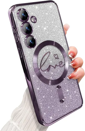 Miniatura 307 de ZONRW - Funda para Samsung Galaxy S22 Ultra magnética, para mujeres y niñas, cubierta trasera suave, lujosa, con corazón de amor, bling, degradado