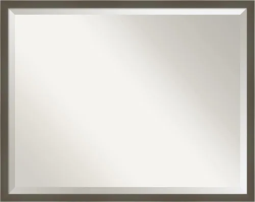 Amanti Art Espejo de baño gris para sobre el fregadero, espejo rectangular gris arcilla esbelta de 24 x 30 pulgadas, marco de madera contemporánea