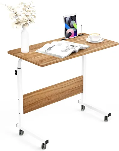 Miniatura 12 de Mesa auxiliar, 31.5 pulgadas/21.6 pulgadas, soporte ajustable para laptop, bandeja de carrito portátil, mesa de noche para computadora, mesa