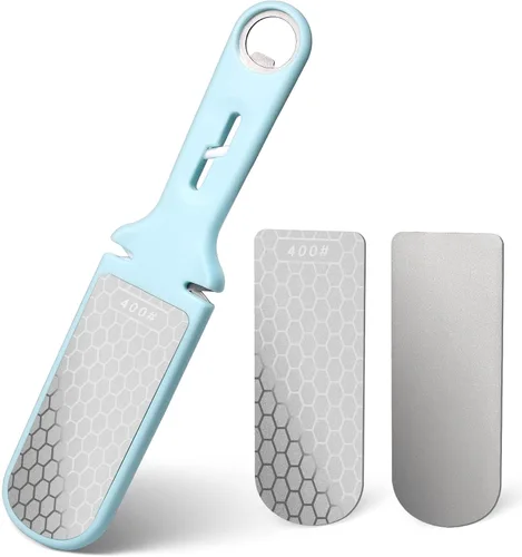Harita Afilador de cuchillos de diamante 6 en 1, grano 400/1000 de doble cara para molienda gruesa y fina, mango ergonómico, diseño compacto para el
