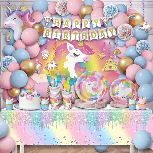 Miniatura 11 de 150 piezas de suministros de fiesta de cumpleaños de dinosaurios para niñas (sirve 12), decoraciones de fiesta de dinosaurio rosa, 50 globos
