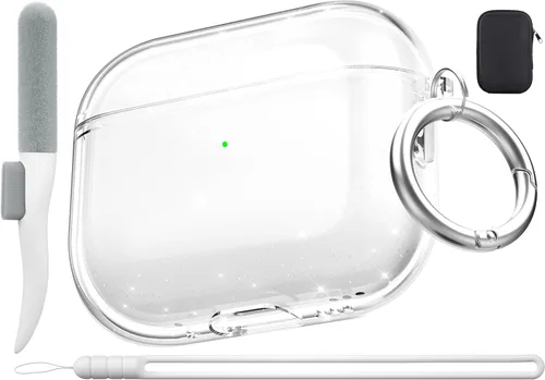 Miniatura 16 de Valkit - Funda transparente protectora para estuche de AirPods, con llavero, poliuretano termoplástico suave, a prueba de golpes, compatible