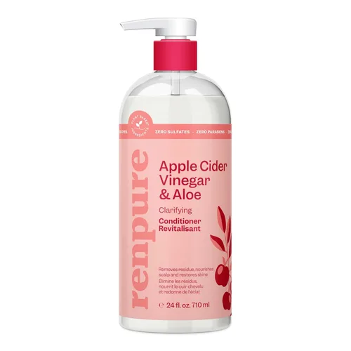 RENPURE Vinagre de sidra de manzana y acondicionador de aloe, a base de plantas, aclara, elimina los residuos y nutre para un cabello brillante y
