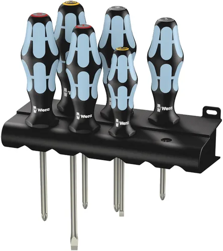 Miniatura 30 de Wera 05032060001 Kraftform – Juego de destornilladores de acero inoxidable 3334/6 y base, 6 piezas, MULTI, Ranurados: 6.5x150mm, 3x80mm, 4x100mm