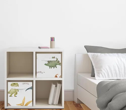 Miniatura 2 de Sweet Jojo Designs Juego de 2 cubos de almacenamiento plegables de tela (dinosaurio de acuarela de dinosaurio) para niños, bebés, niños, cajas