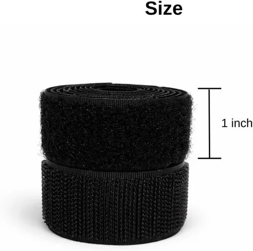 Miniatura 2 de Cinta de velcro para coser de 1 pulgada de ancho, color negro, no adhesiva, 1 yarda de longitud, cinta de nailon negro, juego de sujetadores de tela