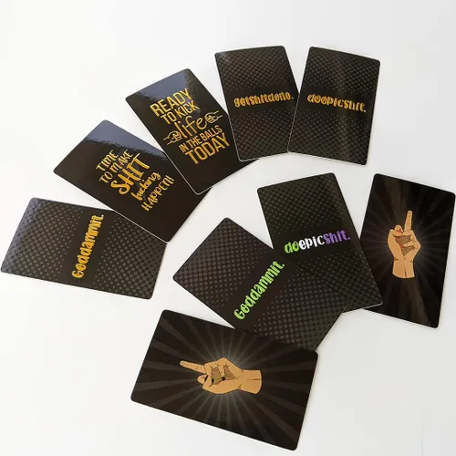 Miniatura 3 de Vladi Creative Mini tarjetas con cita sin censura – 35 tarjetas de afirmación positiva y humorística para hombres y mujeres – Con papel de aluminio