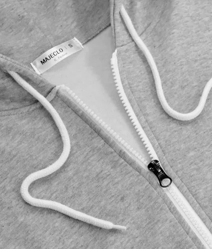 Miniatura 4 de MAJECLO - Sudadera con capucha para mujer, diseño de botón con bloque