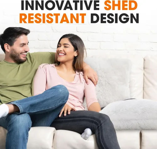 Miniatura 4 de Cheer Collection Almohadas Decorativas para Sofá y Cama, Almohadas Decorativas Suaves de Pelo Largo con Rellenos Incluidos, Acogedoras Almohadas