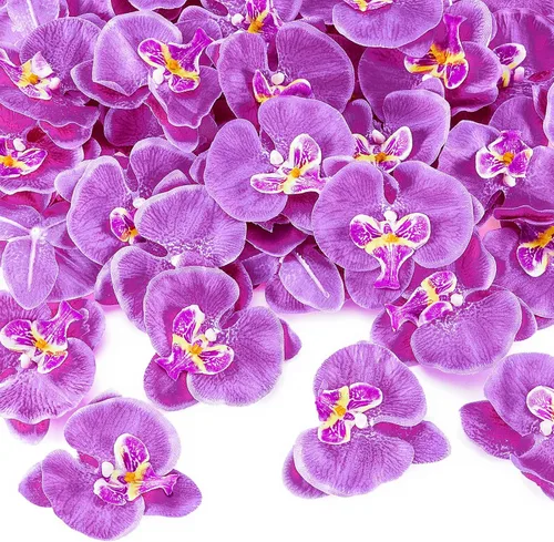Miniatura 7 de 40 pétalos de orquídea, decoraciones artificiales, cabezas de orquídeas, flores, de seda sintética, Phalaenopsis, cabezas de flores de mariposa