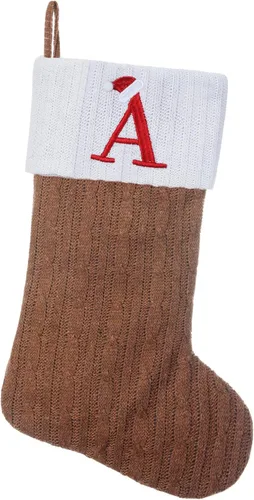 Miniatura 88 de Medias de Navidad personalizadas de 19 pulgadas con iniciales bordadas, medias de Navidad de punto negro para decoraciones de vacaciones familiares