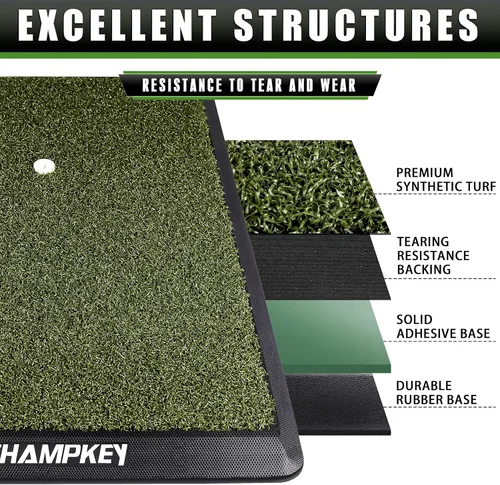 Miniatura 3 de CHAMPKEY Premium Synthetic Turf Golf Hitting Mat Heavy Duty Rubber Base Golf Practice Mat Come with 1 Rubber Tee and 9 Plastic Tees
