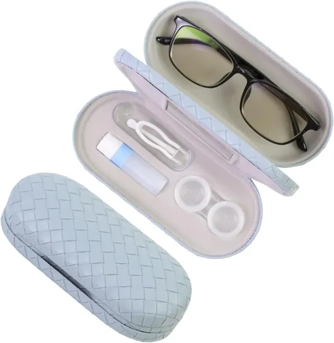 Miniatura 27 de Estuche 2 en 1 para Lentes de Contacto y Anteojos para Mujeres, Hombres y Niños, Estuche Duro Portátil de Doble Cara para Anteojos de Viaje