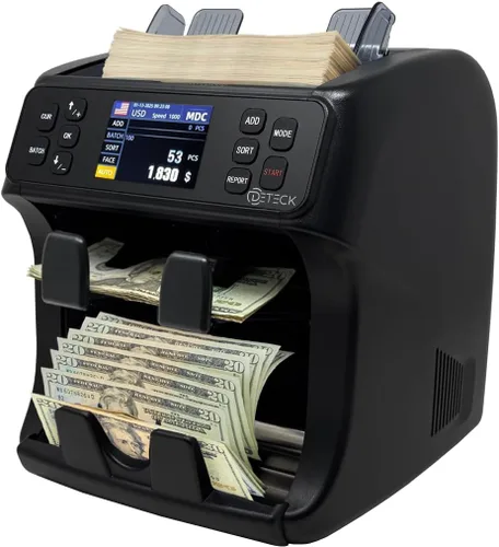 Miniatura 11 de DETECK DT500 Contador de Dinero de Denominación Mixta, Multidivisa, Contador de Billetes, Detección de Falsificaciones 2CIS/UV/IR/MG/MT, Contador