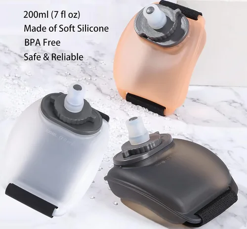 Miniatura 7 de Wrist - Botella de agua deportiva con correa de mano ajustable, 7 onzas, silicona suave, sin BPA, para hidratación, correr, escalar, ejercicio manos