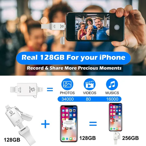 Miniatura 4 de Genuine 128GB Apple MFi Certified Photo Stick for iPhone 17/16/15/14-3 in 1 USB C Flash Drive & Memory Stick - High Speed External Storage for