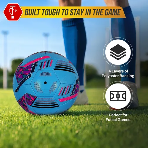 Miniatura 5 de Vizari Reflect Pro - Balón de fútbol sala para interiores de alta calidad, tamaño 4, película de cubierta de TPU brillante cosida a mano, perfecta
