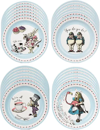 Miniatura 3 de Talking Tables Juego de 50 platos desechables de Alicia en el país de las maravillas, vasos, servilletas y banderines para 16 invitados