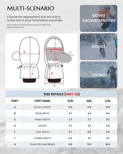 Miniatura 4 de Caracaleap Guantes de esquí de invierno para hombres y mujeres para clima frío, guantes de snowboard cálidos, guantes impermeables para deportes