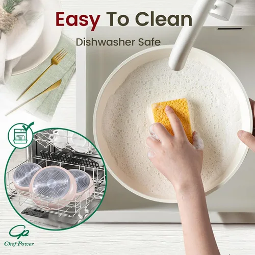 Miniatura 5 de Chef Power Juego de ollas y sartenes antiadherentes de cerámica de 19 piezas con mango desmontable, juego de utensilios de cocina de inducción aptos